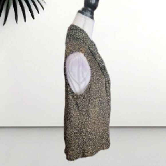 NWT Anne Klein Sleeveless Black with Mustard Drops Tie Front Evening Blouse - Picture 3 of 3